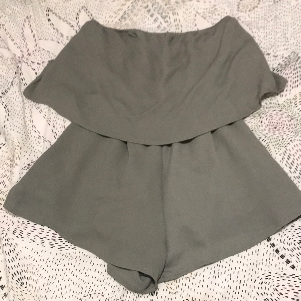 Green off the shoulder romper